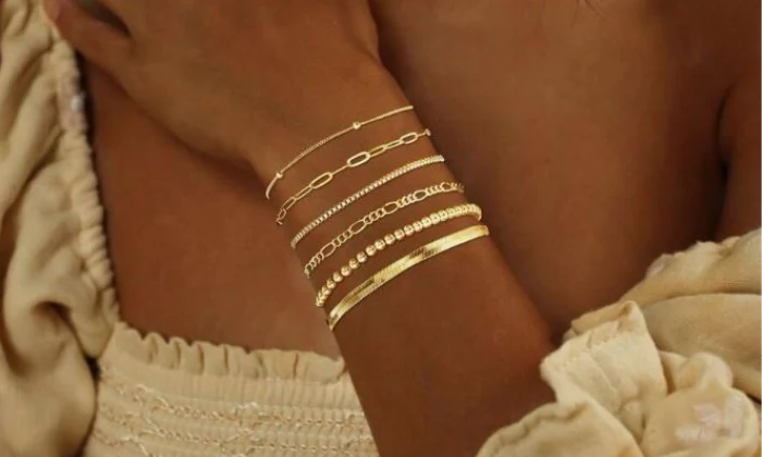 14K Gold Plated Waterproof Stackable Bracelet Set