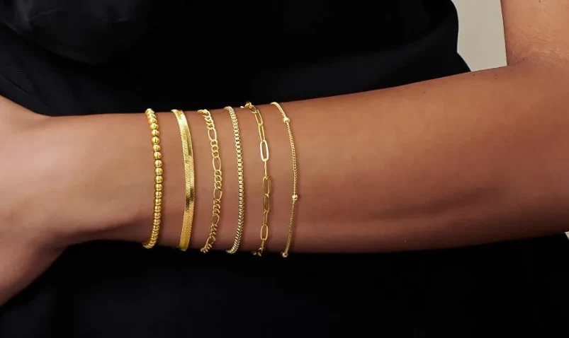 14K Gold Plated Waterproof Stackable Bracelet Set - Image 5