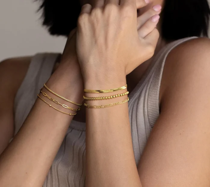 14K Gold Plated Waterproof Stackable Bracelet Set - Image 6