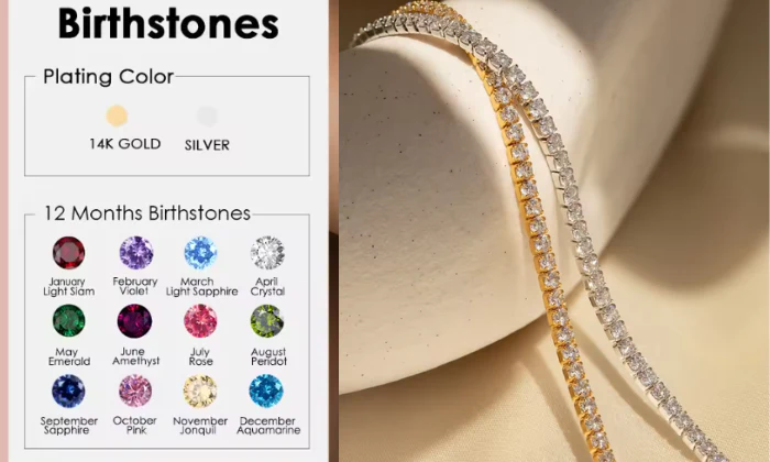 14K Gold/Silver Plated Cubic Zirconia Birthstone Tennis Bracelets - Image 2