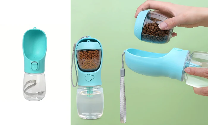 Dog/Cat Portable Water Bottle with Food Container