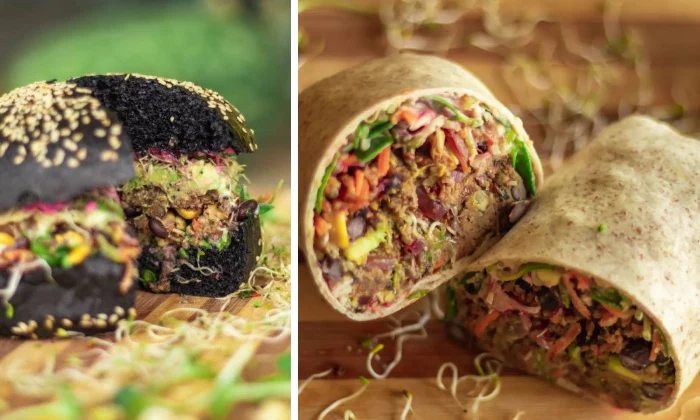 2 Charcoal Burgers or Veggie Burger Wrap with 2 x Juice - Image 2