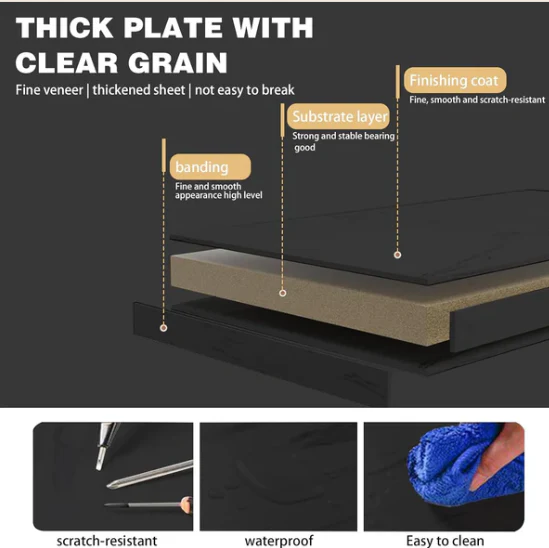 2-Tier Faux Marble Top Coffee Table With Faux Marble Top, Wood Legs - Image 5