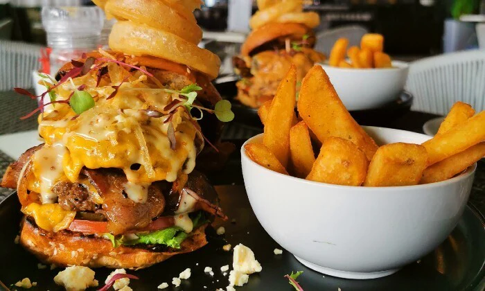 200g Gourmet Burgers with Rustic Fries and Onion Rings for 2 - Image 4