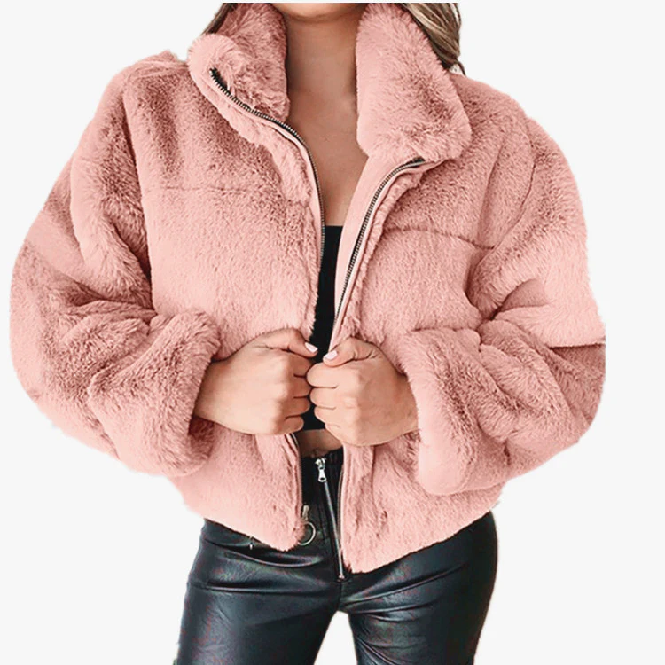 Women's Velvety Plush Fur Zipper Coat - Image 5