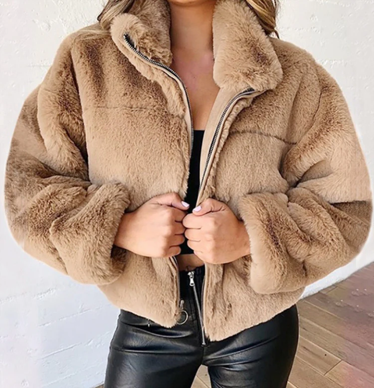 Women's Velvety Plush Fur Zipper Coat - Image 6