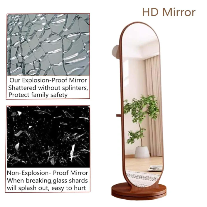 2-in-1 360° Rotating Full Length Mirror with Coat Rack - Image 5