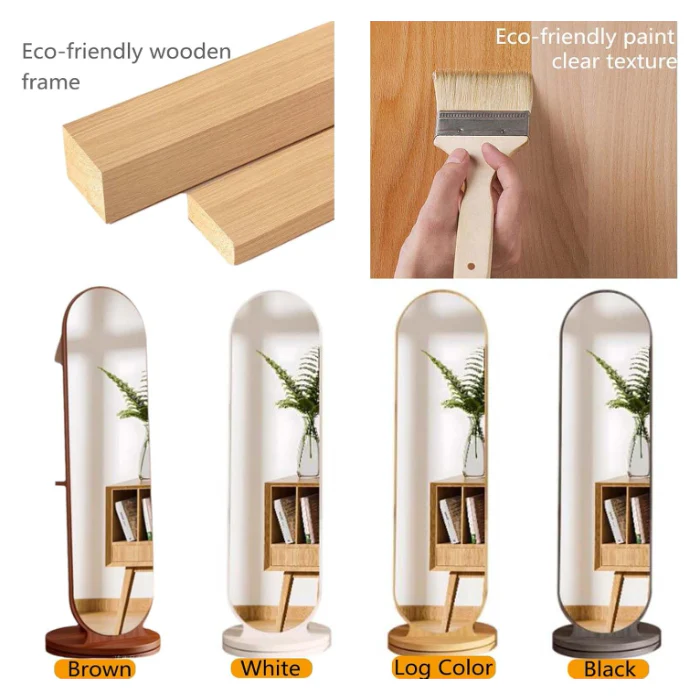 2-in-1 360° Rotating Full Length Mirror with Coat Rack - Image 7