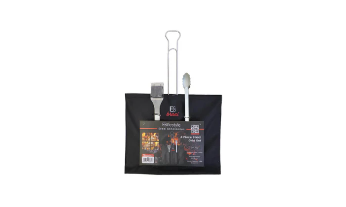 4-Piece Braai Grid & Tong Set