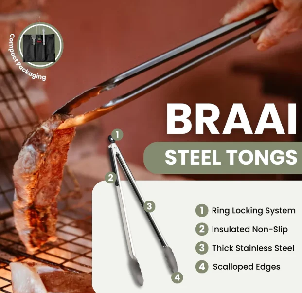 4-Piece Braai Grid & Tong Set - Image 5