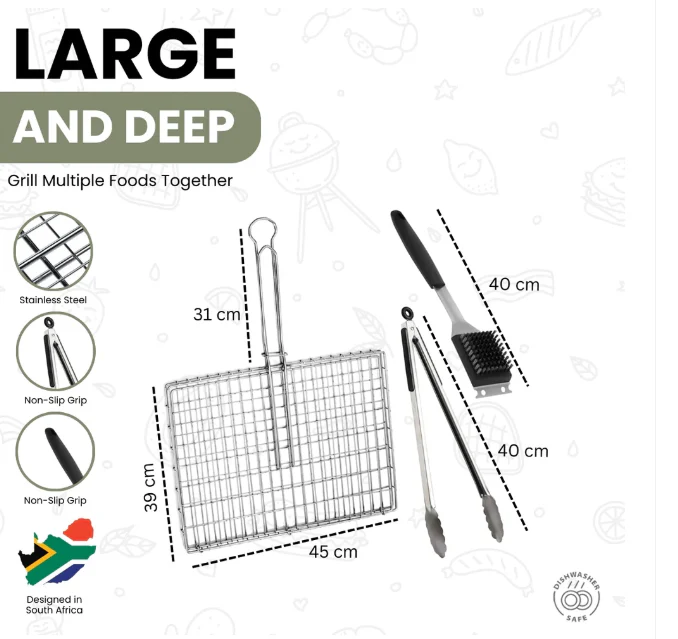 4-Piece Braai Grid & Tong Set - Image 6