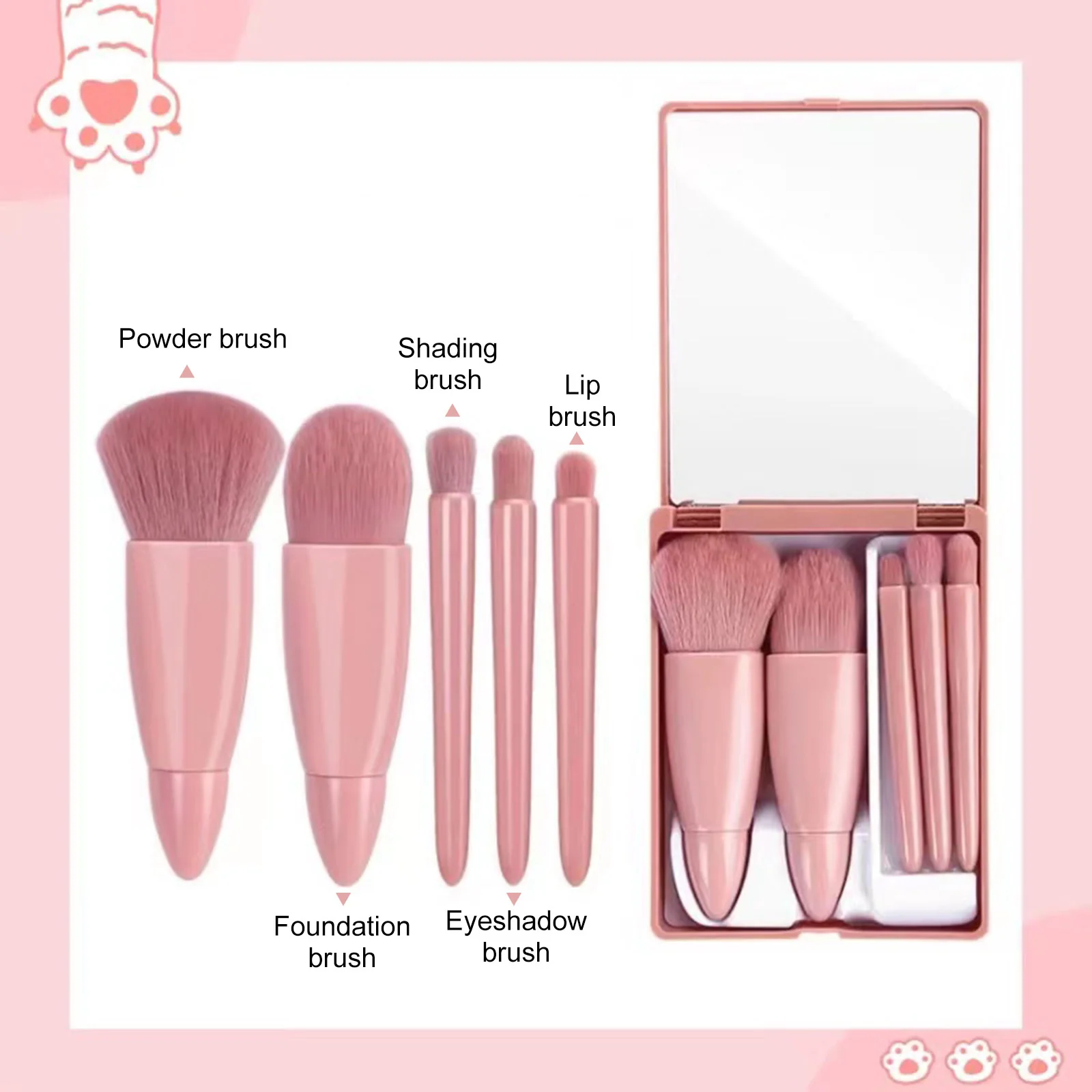 5-Piece Travel Cosmetic Brushes Kit - Image 8