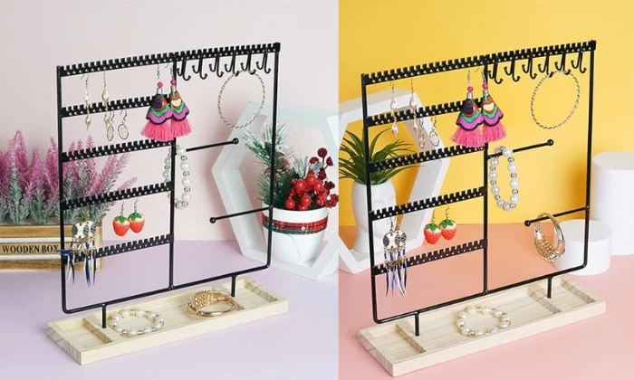 5-Tier, 90-Hole Wooden Jewellery Organiser