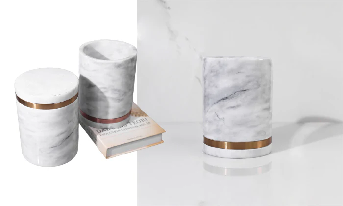 Alabaster Canister - Brass and White - Image 2