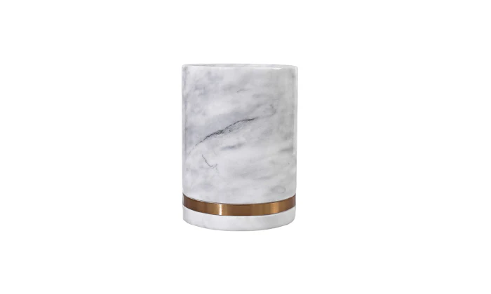 Alabaster Canister - Brass and White - Image 3