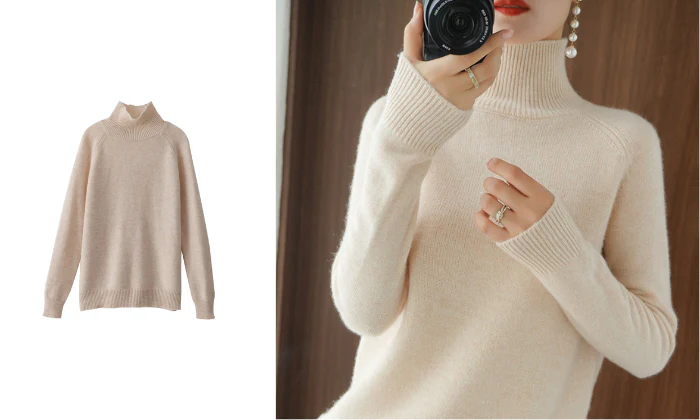 Women's Elegant High-Neck Knit Super Soft Sweater