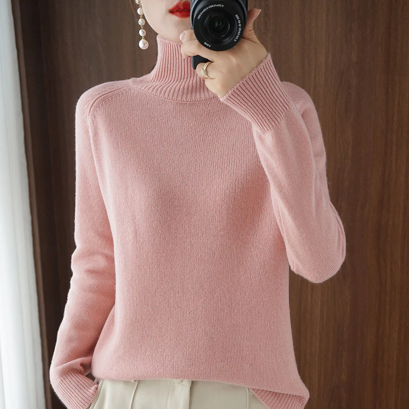 Women's Elegant High-Neck Knit Super Soft Sweater - Image 12
