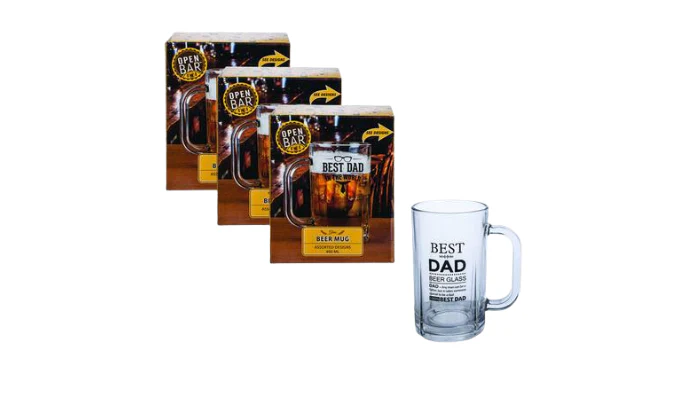Beer Mug Glass Dad 400Ml Asstd