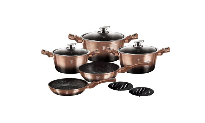 Berlinger Haus 10 Piece Marble Coating Cookware Set - Rose Gold Noir Edition