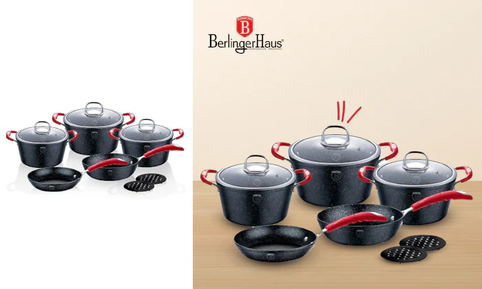 Berlinger Haus 10 Piece Marble Coating Cookware Set - Stone Touch Line (Oven Safe) - Image 2