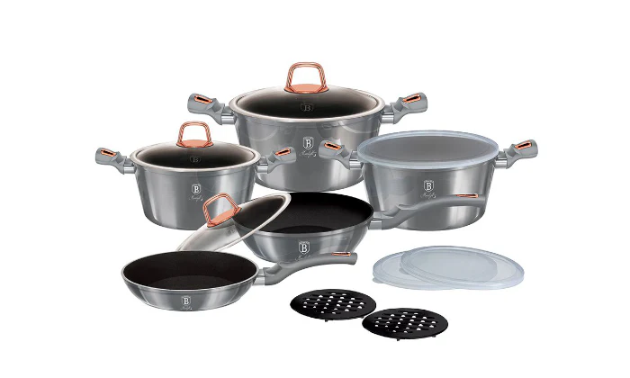Berlinger Haus 13-Piece Marble Coating Smart Lid Cookware Set - Moonlight