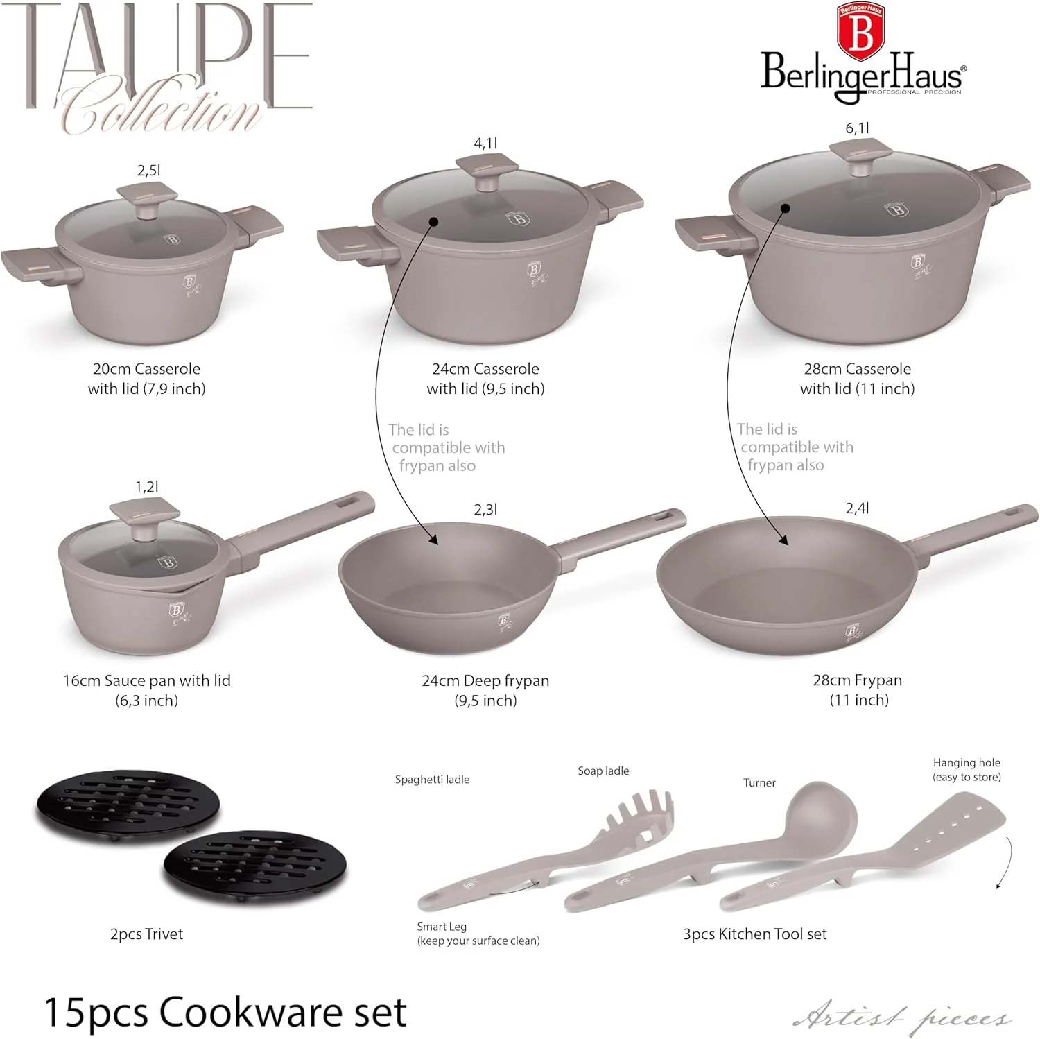 Berlinger Haus 15-piece Titan Pro Non-Stick Oven Safe Cookware Sets - Image 9