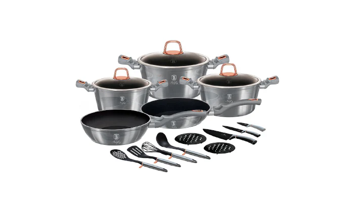 Berlinger Haus 17-Piece Non-Stick Marble Coating Cookware Set - MoonLight
