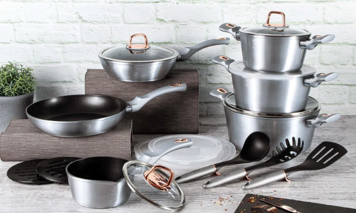 Berlinger Haus 18-Piece Marble Coating Smart Lid Cookware Set - MoonLight
