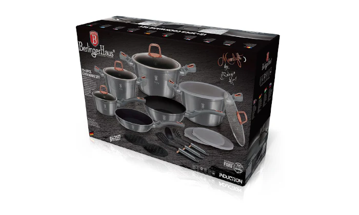 Berlinger Haus 18-Piece Marble Coating Smart Lid Cookware Set - MoonLight - Image 3