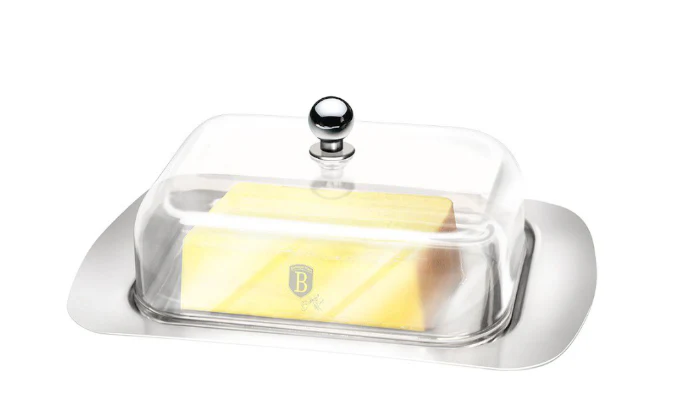 Berlinger Haus 18cm Stainless Steel Butter Dish with Acrylic Lid - Image 2