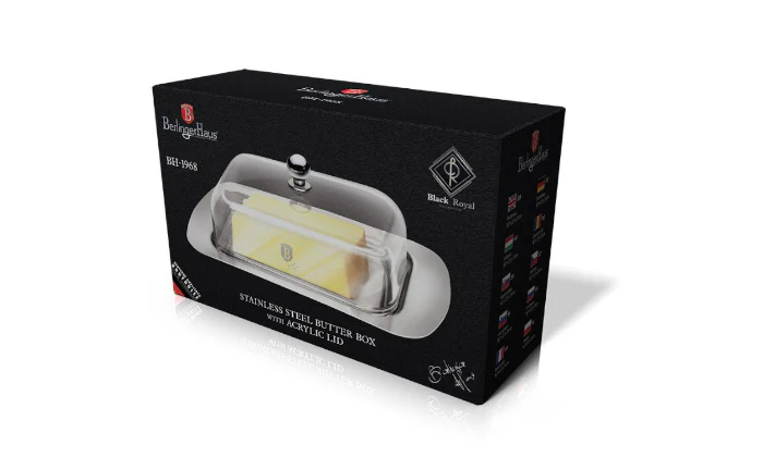 Berlinger Haus 18cm Stainless Steel Butter Dish with Acrylic Lid - Image 3