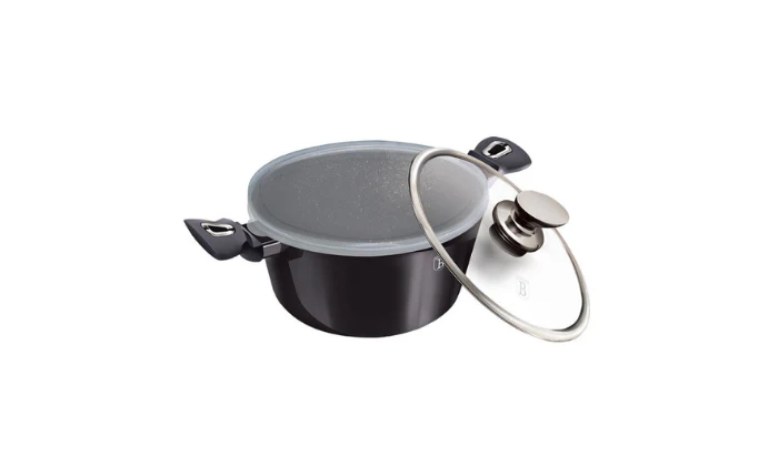 Berlinger Haus 24cm Marble Coating Casserole with Lid - Carbon Pro Edition