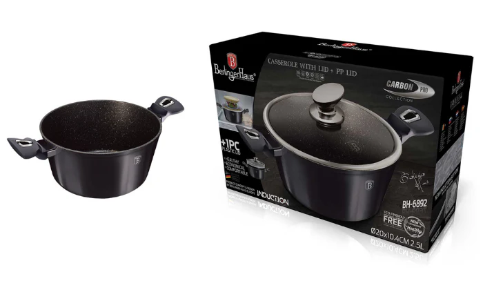 Berlinger Haus 24cm Marble Coating Casserole with Lid - Carbon Pro Edition - Image 2