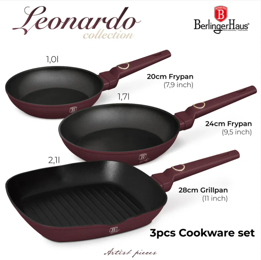 Berlinger Haus 3-Piece Marble Coating Fry & Grill Pan Set - Image 9