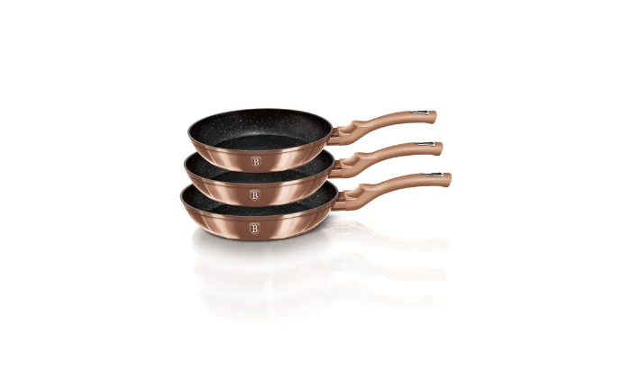 Berlinger Haus 3-Piece Marble Coating Non-Stick Frypan Set - Rose Gold
