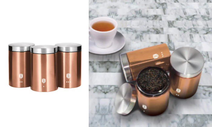 Berlinger Haus 3 Piece Premium Canister Set - Rose Gold - Image 2