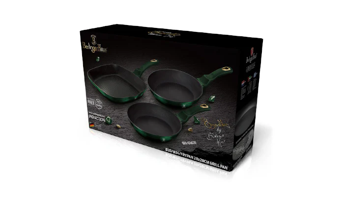 Berlinger Haus 3 Piece Coating Titan Fry Pan Set - Emerald Collection - Image 2