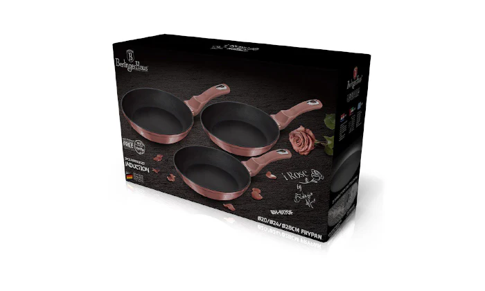 Berlinger Haus 3-Piece Titanium Coating Fry Pan Set - iRose Collection - Image 2