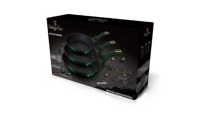 Berlinger Haus 3 Pieces Titan Coating Fry Pan Set - Emerald Collection - Image 3