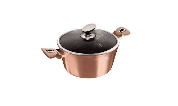 Berlinger Haus 30cm Marble Coating Casserole with Lid - Metallic Rose Gold
