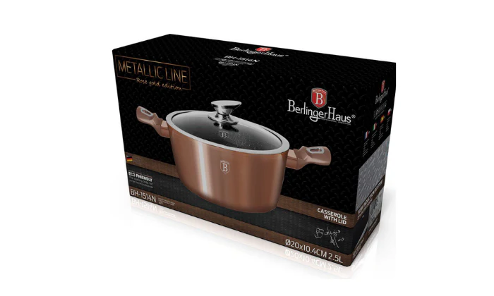 Berlinger Haus 30cm Marble Coating Casserole with Lid - Metallic Rose Gold - Image 5