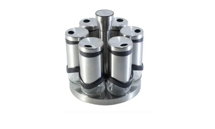 Berlinger Haus 7-Piece Stainless Steel & Glass Spice Shaker Set with Rack