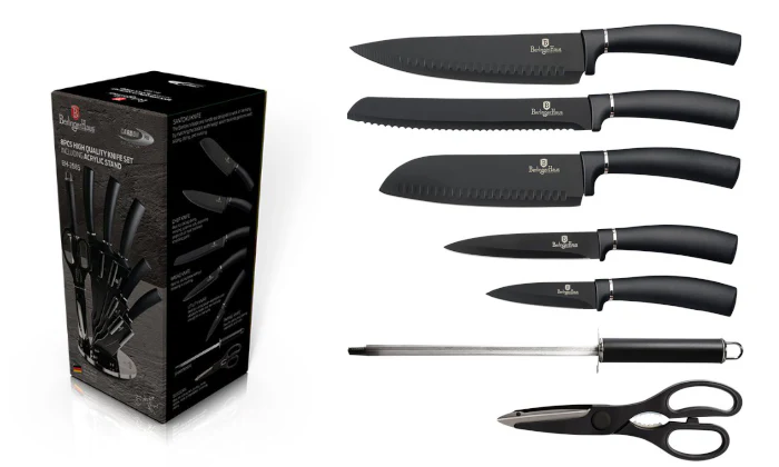 Berlinger Haus 8-Piece Knife Set with Acrylic Stand - Carbon Pro - Image 2