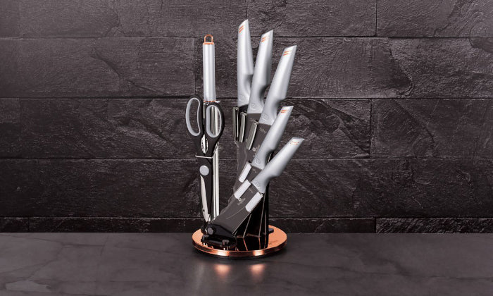 Berlinger Haus 8-Piece Non-Stick Knife Set with Acrylic Stand - Moon Light - Image 2