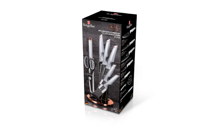 Berlinger Haus 8-Piece Non-Stick Knife Set with Acrylic Stand - Moon Light - Image 3