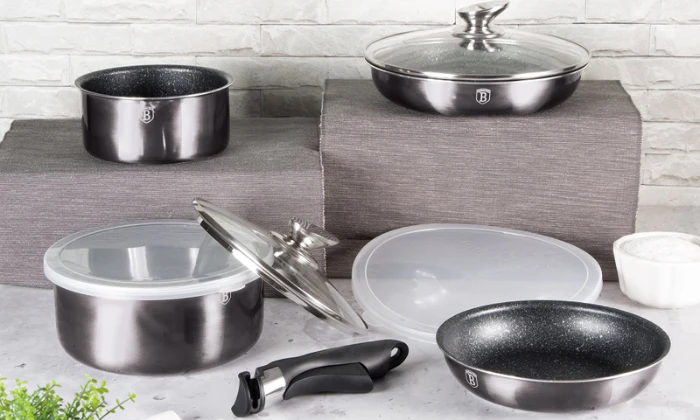 Berlinger Haus 9-Piece Marble Coating Non-Stick Cookware Set - Various Colours - Image 2