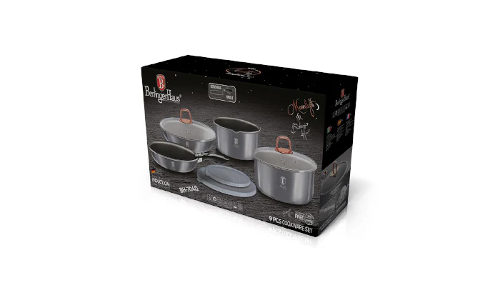 Berlinger Haus 9-Piece Titanium Coating Non-Stick Cookware Set - MoonLight - Image 3
