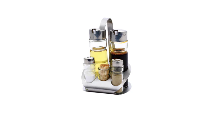 Blaumann 6-Piece Stainless Steel & Glass Condiment Set - Image 2