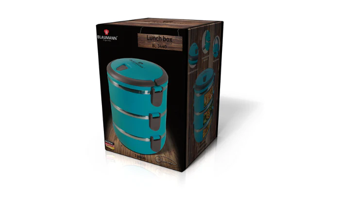 Blaumann Stylish Lunch Box Set with Portable Holder - Blue - Image 2