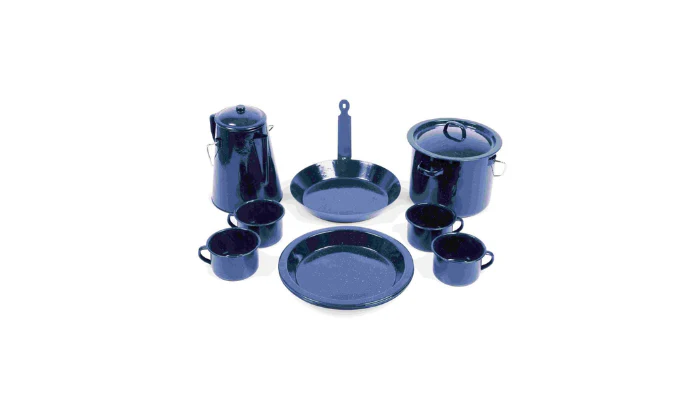 Campfire - 11Pce Enamel Cookware Set - Best for Outdoor/Camping (Navy)